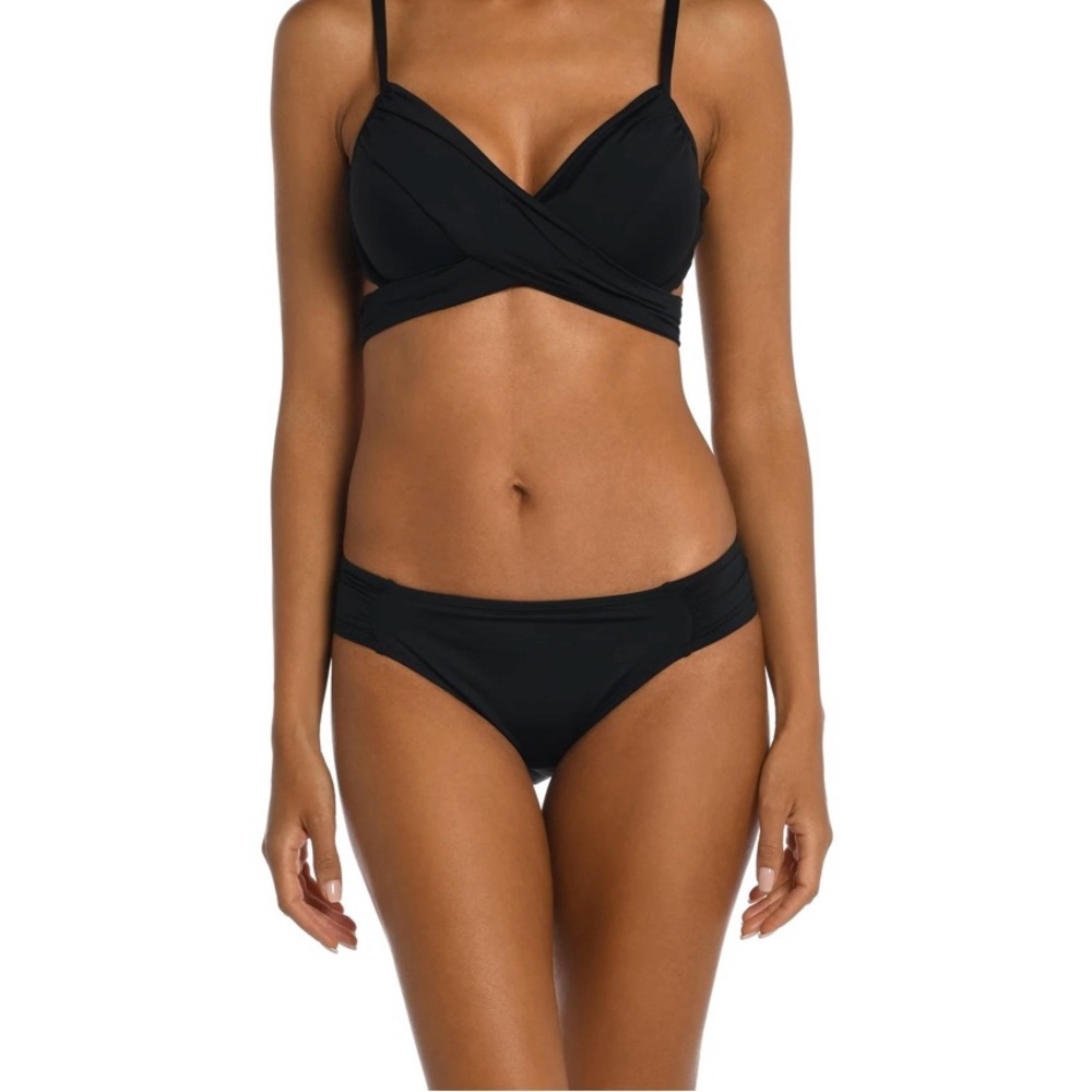 La Blanca Island Goddess Wrap Underwire Bra Top. NEW